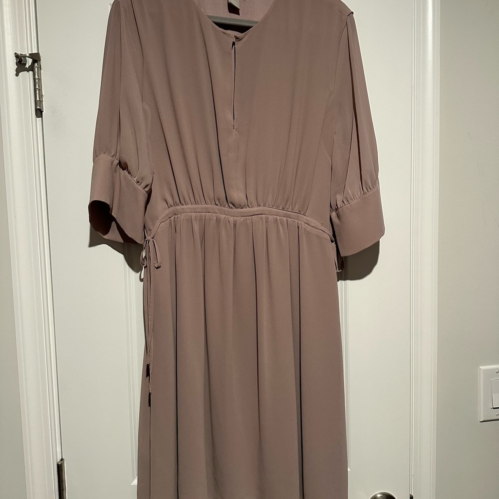 H&M Brown Wrap Sundress with Cuffed 3/4 Sleeves